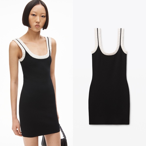 EUC Alexander Wang logo trim mini dress in chenille viscose L $450